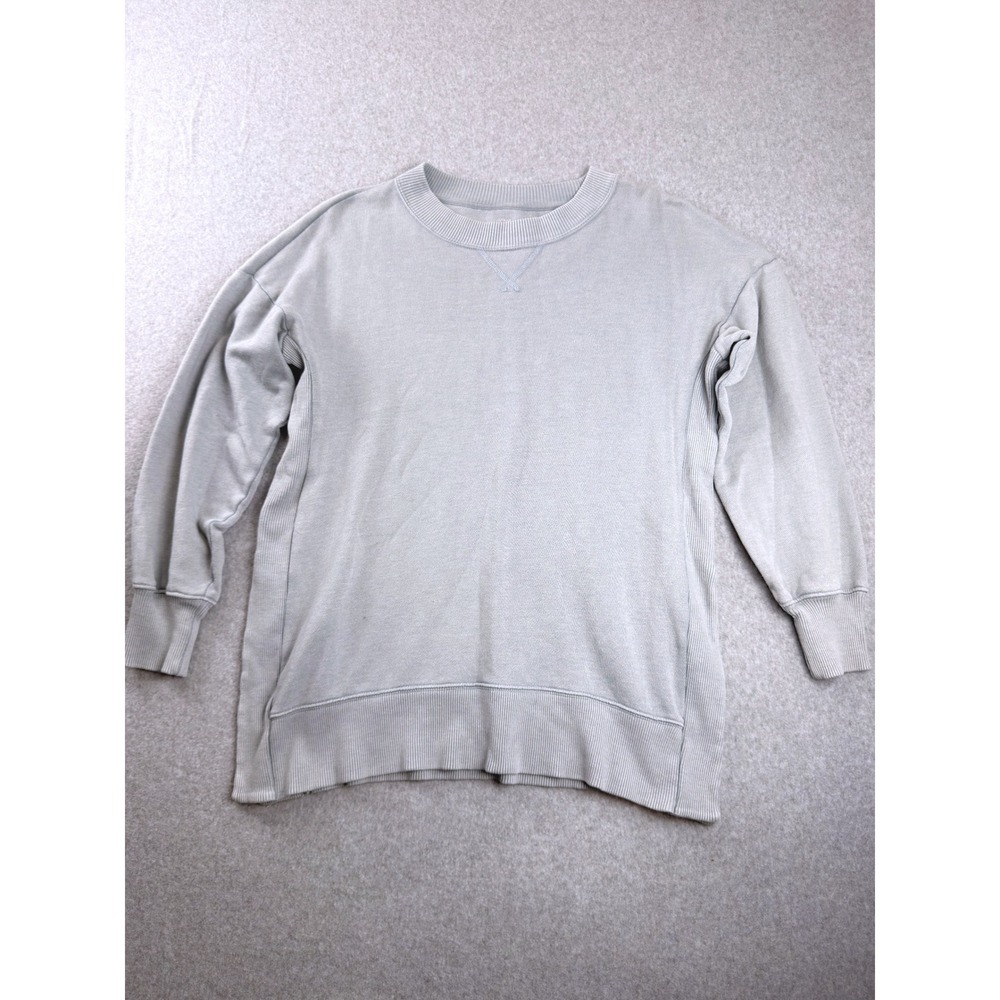 Aerie Womens Small Blue/Grey Crewneck Sweatshirt Ribbed Oversized Pullover Top